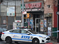 A man is stabbed multiple times to death outside of Mucho Luco Deli Grocery in Brownsville, Brooklyn, New York, United States, on December 1...