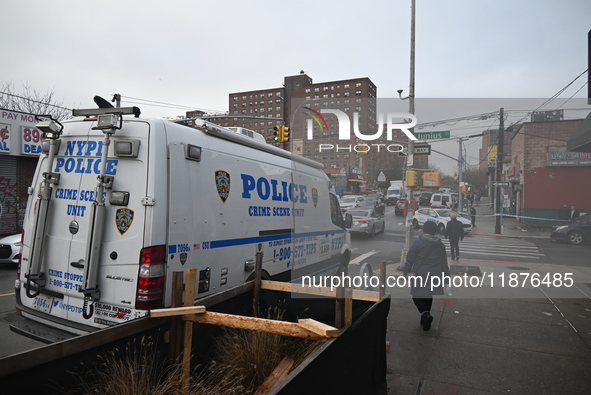 A man is stabbed multiple times to death outside of Mucho Luco Deli Grocery in Brownsville, Brooklyn, New York, United States, on December 1...