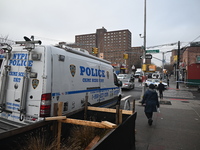 A man is stabbed multiple times to death outside of Mucho Luco Deli Grocery in Brownsville, Brooklyn, New York, United States, on December 1...