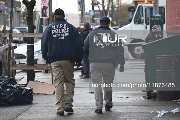 A man is stabbed multiple times to death outside of Mucho Luco Deli Grocery in Brownsville, Brooklyn, New York, United States, on December 1...