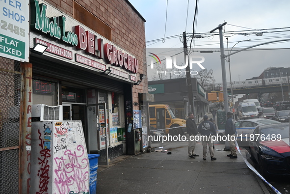 A man is stabbed multiple times to death outside of Mucho Luco Deli Grocery in Brownsville, Brooklyn, New York, United States, on December 1...