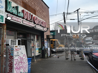 A man is stabbed multiple times to death outside of Mucho Luco Deli Grocery in Brownsville, Brooklyn, New York, United States, on December 1...