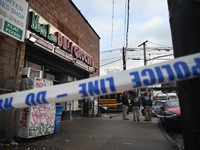 A man is stabbed multiple times to death outside of Mucho Luco Deli Grocery in Brownsville, Brooklyn, New York, United States, on December 1...