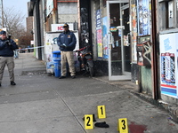 New York City Police Department crime scene investigators are at the scene of a 34-year-old man being stabbed multiple times to death at Muc...