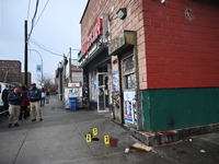 New York City Police Department crime scene investigators are at the scene of a 34-year-old man being stabbed multiple times to death at Muc...