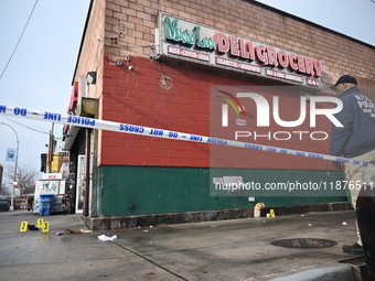 New York City Police Department crime scene investigators are at the scene of a 34-year-old man being stabbed multiple times to death at Muc...