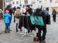 The group 'Anonymous for the Voiceless', an animal rights organization specializing in street activism, holds a 'Cubes of Truth' protest act...