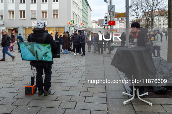 The group 'Anonymous for the Voiceless', an animal rights organization specializing in street activism, holds a 'Cubes of Truth' protest act...