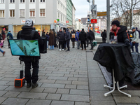 The group 'Anonymous for the Voiceless', an animal rights organization specializing in street activism, holds a 'Cubes of Truth' protest act...