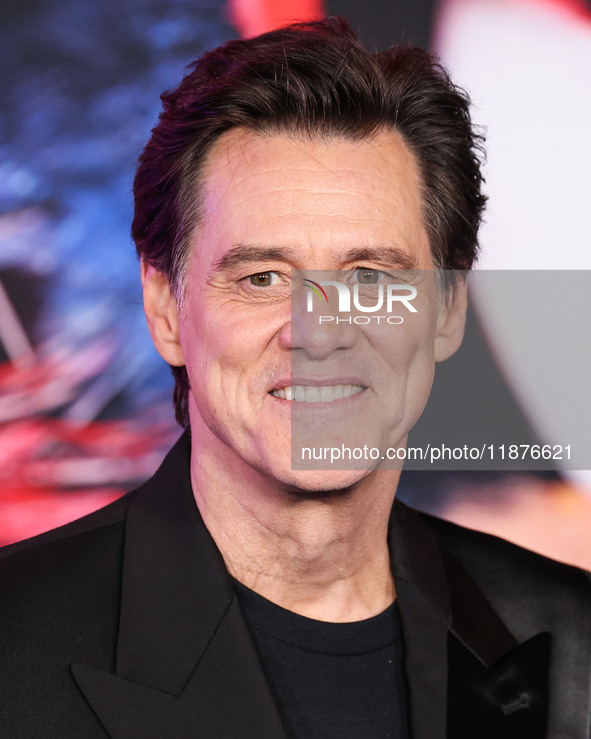 Jim Carrey arrives at the Los Angeles Premiere Of Paramount Pictures' 'Sonic The Hedgehog 3' held at the TCL Chinese Theatre IMAX on Decembe...