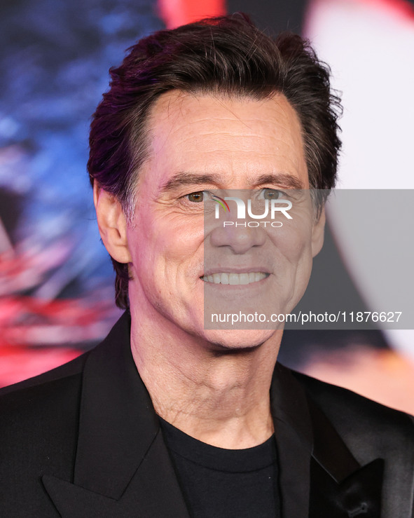 Jim Carrey arrives at the Los Angeles Premiere Of Paramount Pictures' 'Sonic The Hedgehog 3' held at the TCL Chinese Theatre IMAX on Decembe...