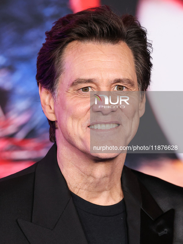 Jim Carrey arrives at the Los Angeles Premiere Of Paramount Pictures' 'Sonic The Hedgehog 3' held at the TCL Chinese Theatre IMAX on Decembe...