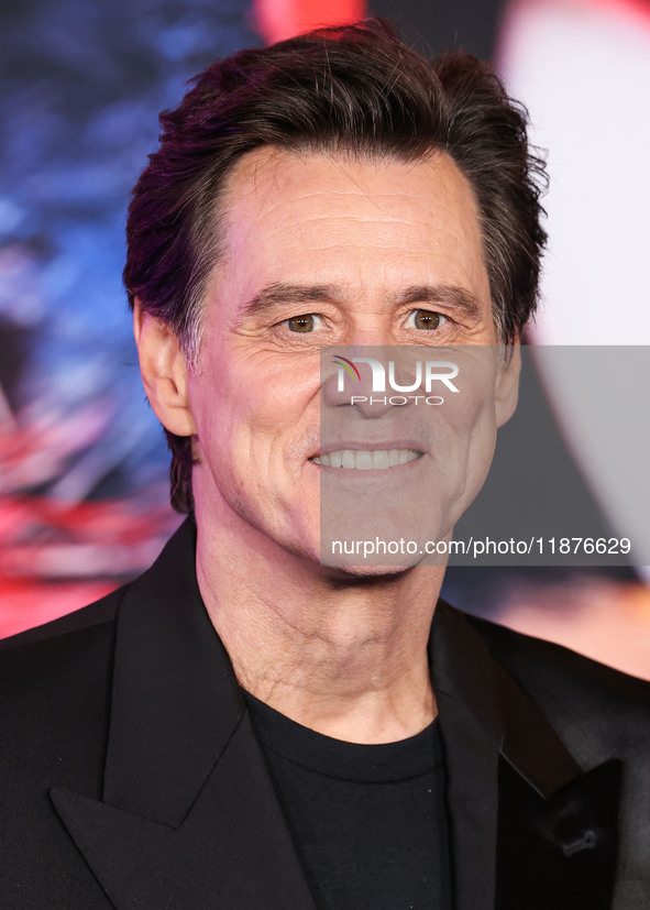 Jim Carrey arrives at the Los Angeles Premiere Of Paramount Pictures' 'Sonic The Hedgehog 3' held at the TCL Chinese Theatre IMAX on Decembe...