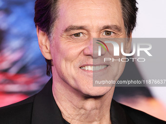 Jim Carrey arrives at the Los Angeles Premiere Of Paramount Pictures' 'Sonic The Hedgehog 3' held at the TCL Chinese Theatre IMAX on Decembe...