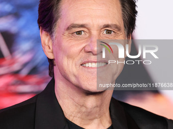 Jim Carrey arrives at the Los Angeles Premiere Of Paramount Pictures' 'Sonic The Hedgehog 3' held at the TCL Chinese Theatre IMAX on Decembe...