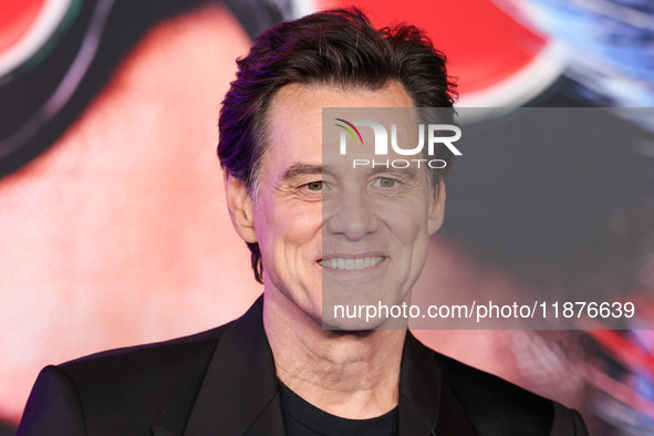 Jim Carrey arrives at the Los Angeles Premiere Of Paramount Pictures' 'Sonic The Hedgehog 3' held at the TCL Chinese Theatre IMAX on Decembe...