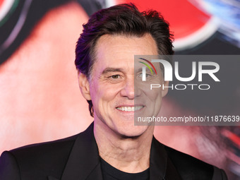 Jim Carrey arrives at the Los Angeles Premiere Of Paramount Pictures' 'Sonic The Hedgehog 3' held at the TCL Chinese Theatre IMAX on Decembe...