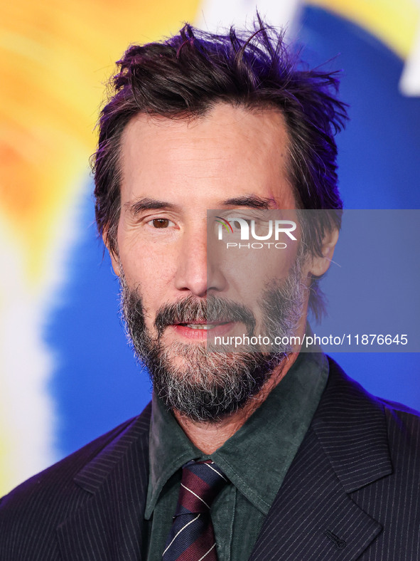 Keanu Reeves arrives at the Los Angeles Premiere Of Paramount Pictures' 'Sonic The Hedgehog 3' held at the TCL Chinese Theatre IMAX on Decem...