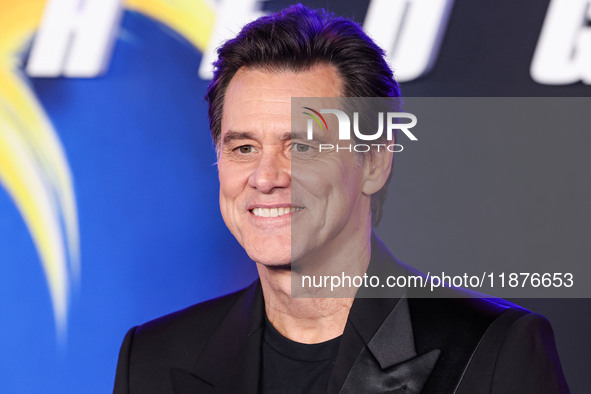 Jim Carrey arrives at the Los Angeles Premiere Of Paramount Pictures' 'Sonic The Hedgehog 3' held at the TCL Chinese Theatre IMAX on Decembe...