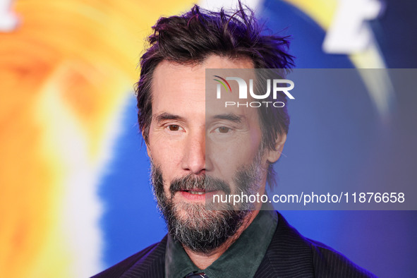 Keanu Reeves arrives at the Los Angeles Premiere Of Paramount Pictures' 'Sonic The Hedgehog 3' held at the TCL Chinese Theatre IMAX on Decem...