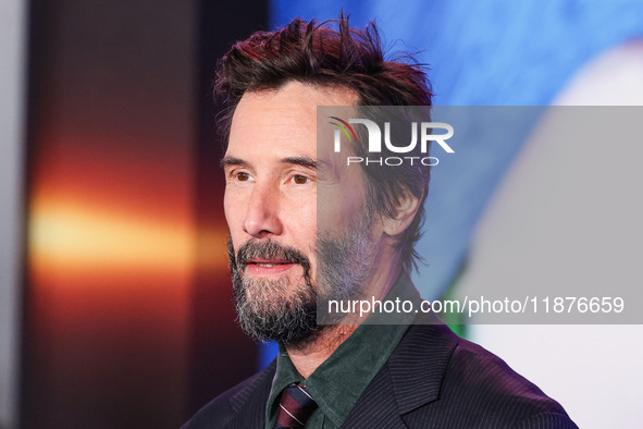 Keanu Reeves arrives at the Los Angeles Premiere Of Paramount Pictures' 'Sonic The Hedgehog 3' held at the TCL Chinese Theatre IMAX on Decem...