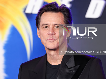 Jim Carrey arrives at the Los Angeles Premiere Of Paramount Pictures' 'Sonic The Hedgehog 3' held at the TCL Chinese Theatre IMAX on Decembe...