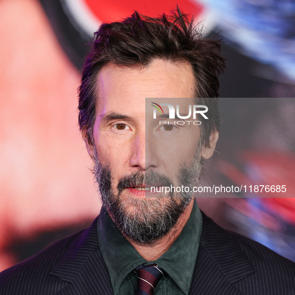 Keanu Reeves arrives at the Los Angeles Premiere Of Paramount Pictures' 'Sonic The Hedgehog 3' held at the TCL Chinese Theatre IMAX on Decem...