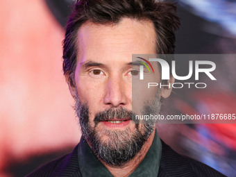 Keanu Reeves arrives at the Los Angeles Premiere Of Paramount Pictures' 'Sonic The Hedgehog 3' held at the TCL Chinese Theatre IMAX on Decem...