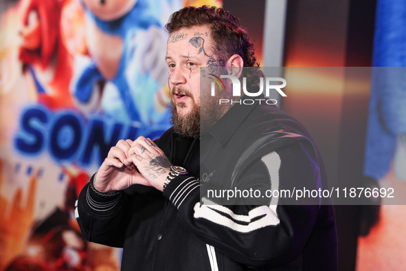 Jelly Roll (Jason Bradley DeFord) arrives at the Los Angeles Premiere Of Paramount Pictures' 'Sonic The Hedgehog 3' held at the TCL Chinese...