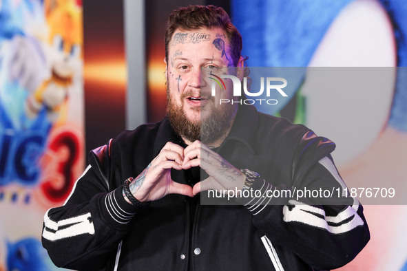 Jelly Roll (Jason Bradley DeFord) arrives at the Los Angeles Premiere Of Paramount Pictures' 'Sonic The Hedgehog 3' held at the TCL Chinese...