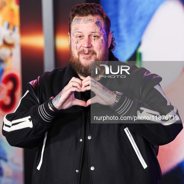 Jelly Roll (Jason Bradley DeFord) arrives at the Los Angeles Premiere Of Paramount Pictures' 'Sonic The Hedgehog 3' held at the TCL Chinese...