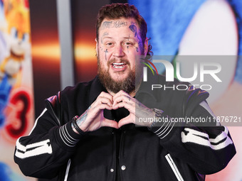 Jelly Roll (Jason Bradley DeFord) arrives at the Los Angeles Premiere Of Paramount Pictures' 'Sonic The Hedgehog 3' held at the TCL Chinese...