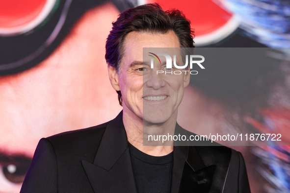 Jim Carrey arrives at the Los Angeles Premiere Of Paramount Pictures' 'Sonic The Hedgehog 3' held at the TCL Chinese Theatre IMAX on Decembe...