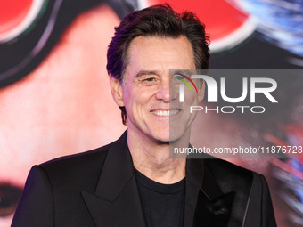 Jim Carrey arrives at the Los Angeles Premiere Of Paramount Pictures' 'Sonic The Hedgehog 3' held at the TCL Chinese Theatre IMAX on Decembe...