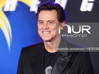 Jim Carrey arrives at the Los Angeles Premiere Of Paramount Pictures' 'Sonic The Hedgehog 3' held at the TCL Chinese Theatre IMAX on Decembe...