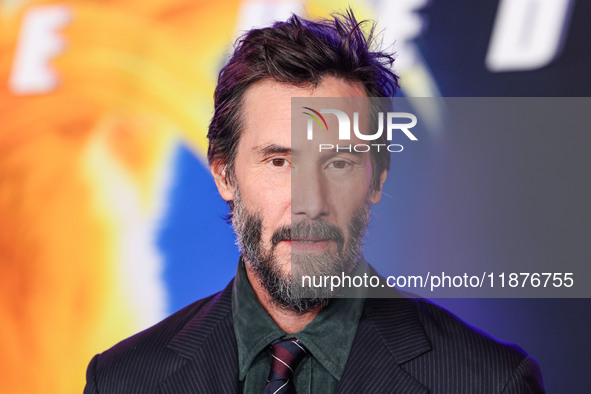 Keanu Reeves arrives at the Los Angeles Premiere Of Paramount Pictures' 'Sonic The Hedgehog 3' held at the TCL Chinese Theatre IMAX on Decem...