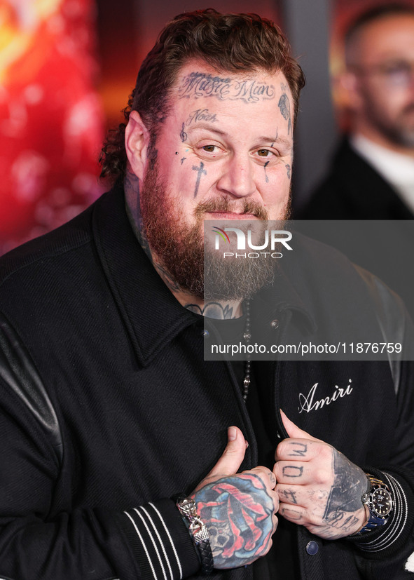 Jelly Roll (Jason Bradley DeFord) arrives at the Los Angeles Premiere Of Paramount Pictures' 'Sonic The Hedgehog 3' held at the TCL Chinese...