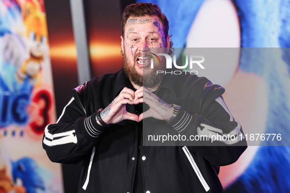 Jelly Roll (Jason Bradley DeFord) arrives at the Los Angeles Premiere Of Paramount Pictures' 'Sonic The Hedgehog 3' held at the TCL Chinese...