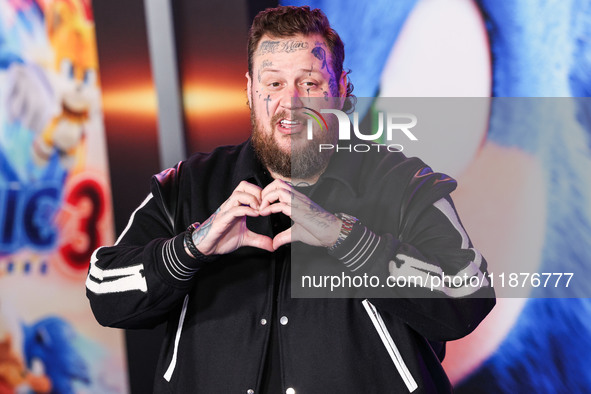 Jelly Roll (Jason Bradley DeFord) arrives at the Los Angeles Premiere Of Paramount Pictures' 'Sonic The Hedgehog 3' held at the TCL Chinese...