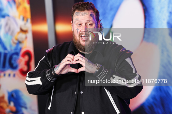 Jelly Roll (Jason Bradley DeFord) arrives at the Los Angeles Premiere Of Paramount Pictures' 'Sonic The Hedgehog 3' held at the TCL Chinese...