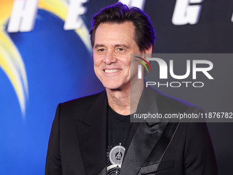 Jim Carrey arrives at the Los Angeles Premiere Of Paramount Pictures' 'Sonic The Hedgehog 3' held at the TCL Chinese Theatre IMAX on Decembe...