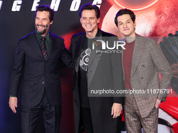 Keanu Reeves, Jim Carrey and Ben Schwartz arrive at the Los Angeles Premiere Of Paramount Pictures' 'Sonic The Hedgehog 3' held at the TCL C...