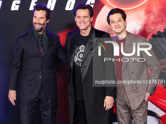 Keanu Reeves, Jim Carrey and Ben Schwartz arrive at the Los Angeles Premiere Of Paramount Pictures' 'Sonic The Hedgehog 3' held at the TCL C...