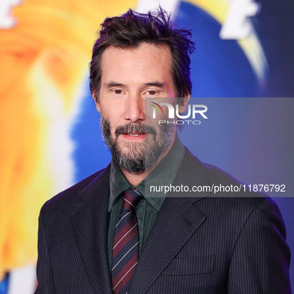 Keanu Reeves arrives at the Los Angeles Premiere Of Paramount Pictures' 'Sonic The Hedgehog 3' held at the TCL Chinese Theatre IMAX on Decem...