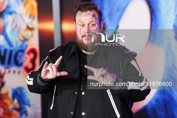 Jelly Roll (Jason Bradley DeFord) arrives at the Los Angeles Premiere Of Paramount Pictures' 'Sonic The Hedgehog 3' held at the TCL Chinese...