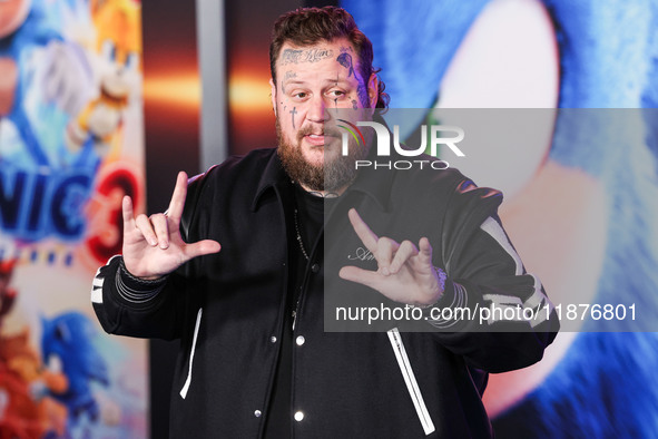 Jelly Roll (Jason Bradley DeFord) arrives at the Los Angeles Premiere Of Paramount Pictures' 'Sonic The Hedgehog 3' held at the TCL Chinese...