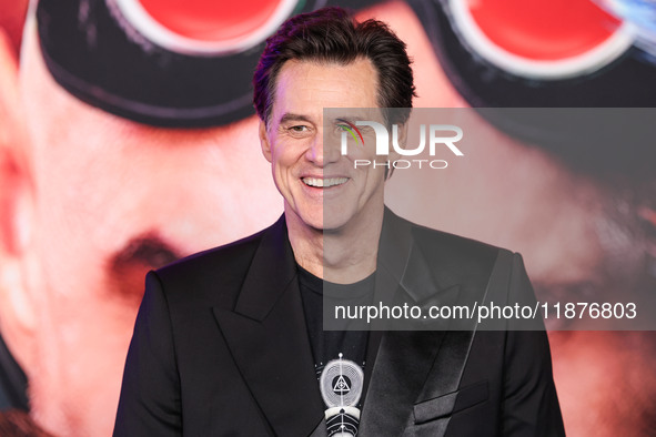 Jim Carrey arrives at the Los Angeles Premiere Of Paramount Pictures' 'Sonic The Hedgehog 3' held at the TCL Chinese Theatre IMAX on Decembe...