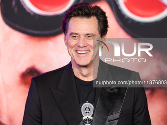 Jim Carrey arrives at the Los Angeles Premiere Of Paramount Pictures' 'Sonic The Hedgehog 3' held at the TCL Chinese Theatre IMAX on Decembe...