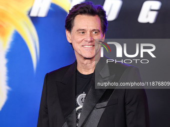 Jim Carrey arrives at the Los Angeles Premiere Of Paramount Pictures' 'Sonic The Hedgehog 3' held at the TCL Chinese Theatre IMAX on Decembe...