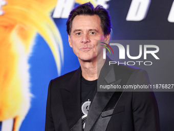 Jim Carrey arrives at the Los Angeles Premiere Of Paramount Pictures' 'Sonic The Hedgehog 3' held at the TCL Chinese Theatre IMAX on Decembe...